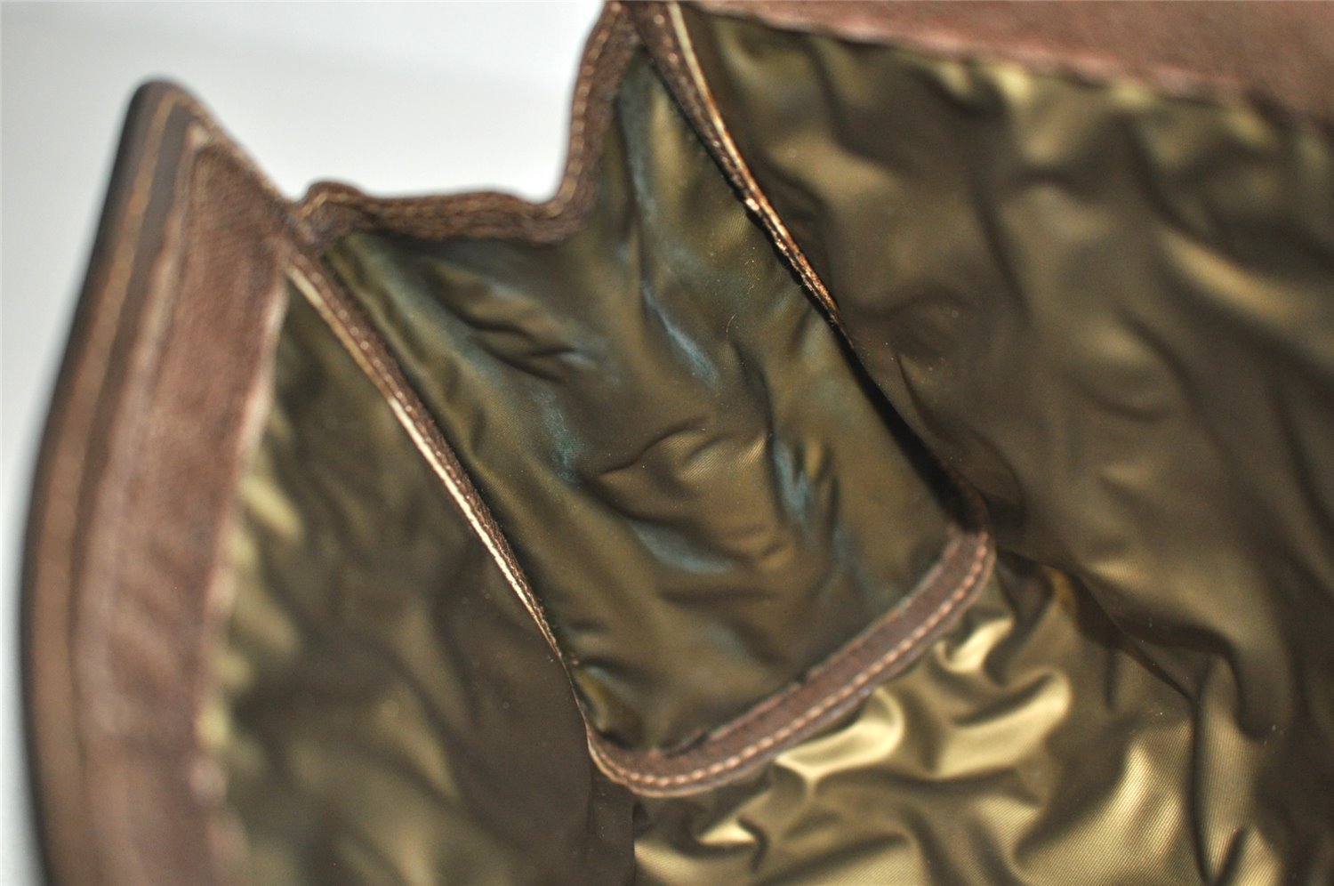 Authentic GUCCI Web Sherry Line Clutch Hand Bag Purse GG PVC Leather Brown 5334I