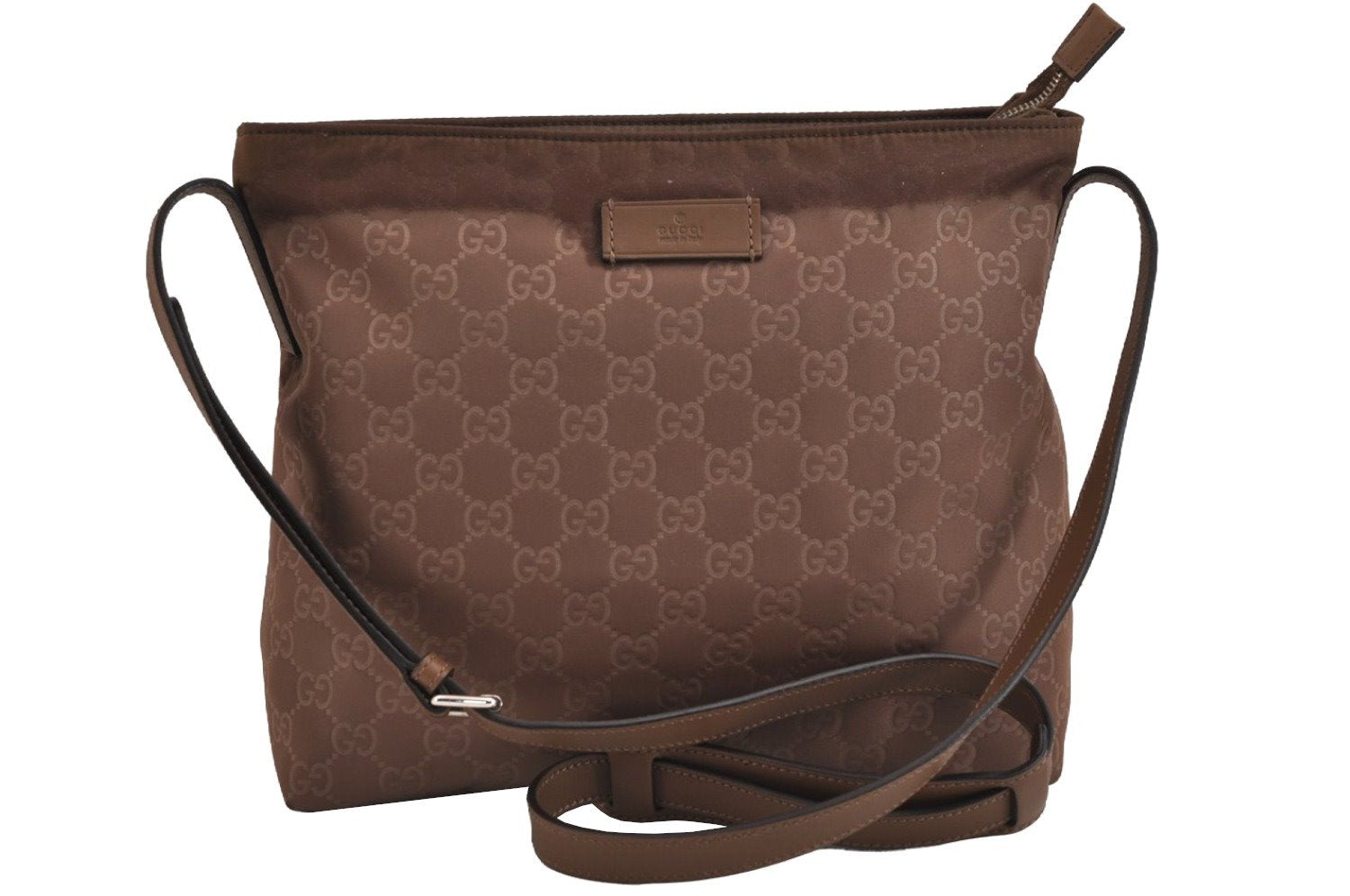 Authentic GUCCI Shoulder Cross Body Bag GG Nylon Leather 314529 Brown  5334J