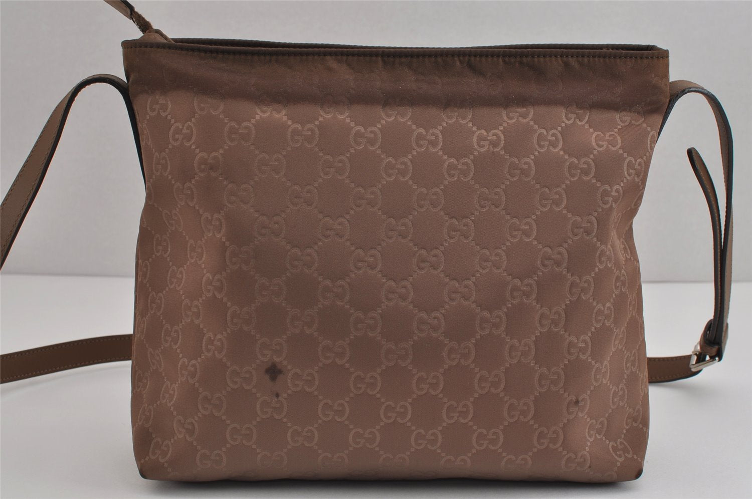 Authentic GUCCI Shoulder Cross Body Bag GG Nylon Leather 314529 Brown  5334J