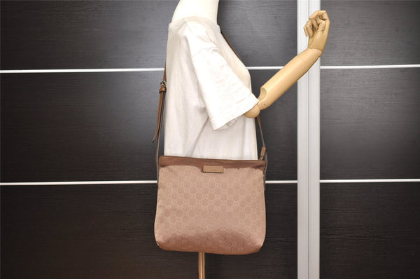 Authentic GUCCI Shoulder Cross Body Bag GG Nylon Leather 314529 Brown  5334J