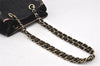 Authentic CHANEL Chocolate Bar Unborn Calf Leather Shoulder Bag Black 5334K