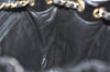 Authentic CHANEL Chocolate Bar Unborn Calf Leather Shoulder Bag Black 5334K