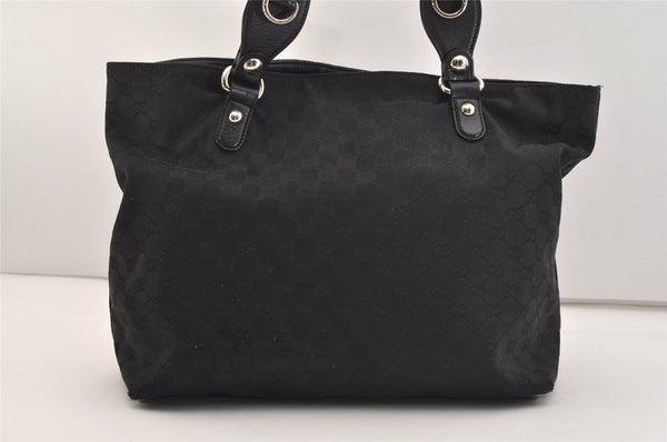 Authentic GUCCI Horsebit Shoulder Tote Bag GG Canvas Leather 229852 Black 5335J
