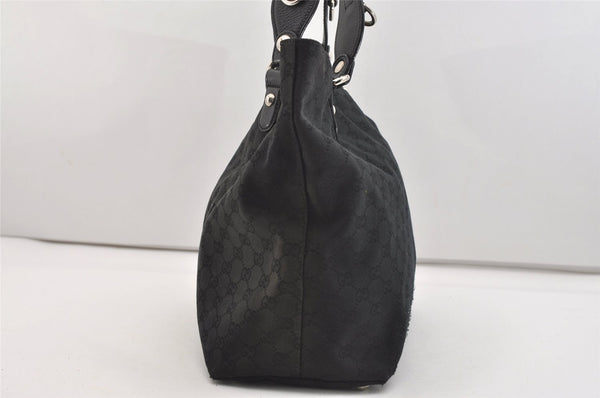 Authentic GUCCI Horsebit Shoulder Tote Bag GG Canvas Leather 229852 Black 5335J