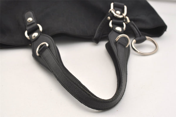 Authentic GUCCI Horsebit Shoulder Tote Bag GG Canvas Leather 229852 Black 5335J