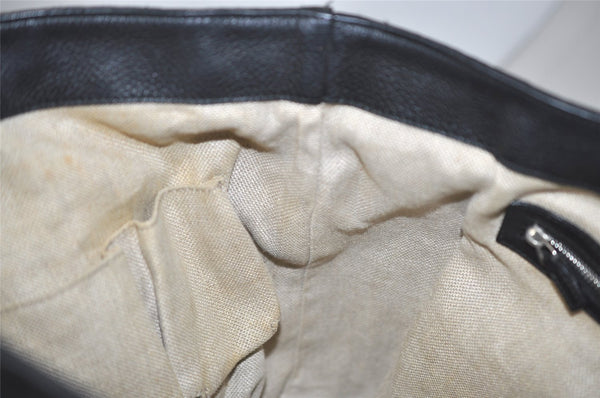 Authentic GUCCI Horsebit Shoulder Tote Bag GG Canvas Leather 229852 Black 5335J