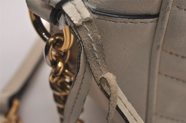 Authentic GUCCI GG Marmont Chain Shoulder Cross Bag Leather 447632 White 5336J