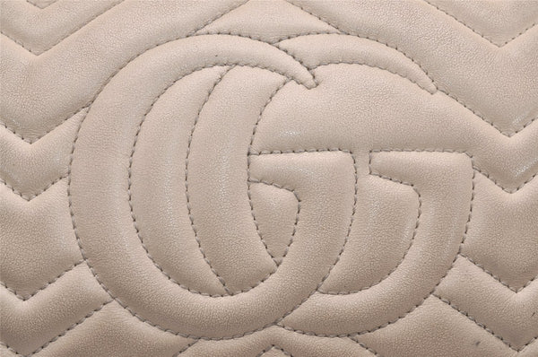 Authentic GUCCI GG Marmont Chain Shoulder Cross Bag Leather 447632 White 5336J