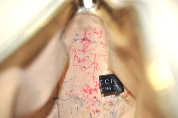 Authentic GUCCI GG Marmont Chain Shoulder Cross Bag Leather 447632 White 5336J