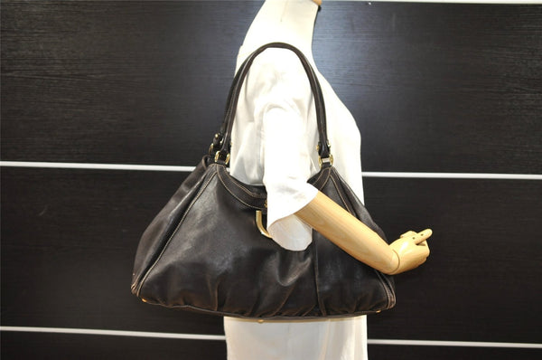 Authentic GUCCI Vintage Abbey Shoulder Tote Bag Leather 189835 Brown 5337I