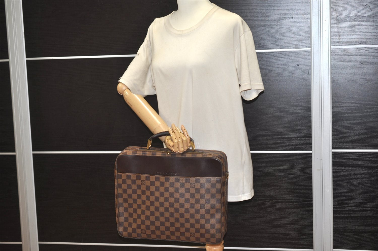 Auth Louis Vuitton Damier Porte Ordinatur Tours Sabana Briefcase N53355 LV 5337J