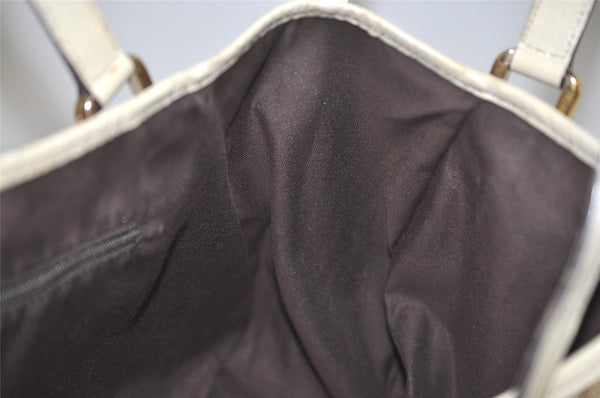 Authentic GUCCI Abbey Shoulder Tote Bag GG Canvas Leather 130736 Brown 5339I