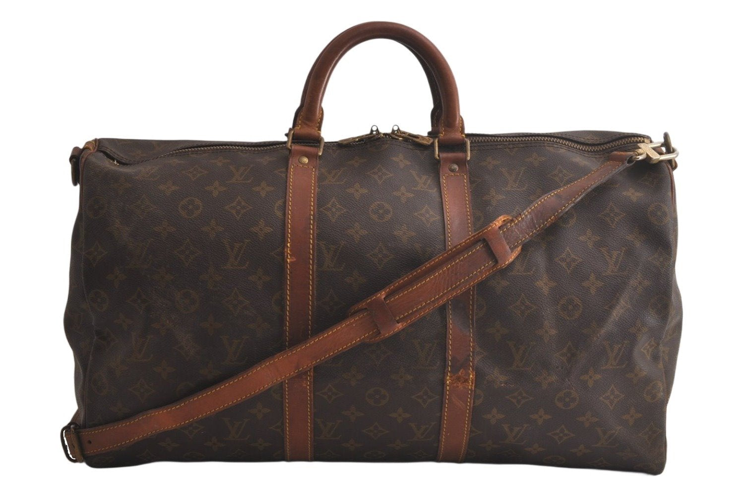 Authentic Louis Vuitton Monogram Keepall Bandouliere 50 M41416 Boston Bag 5342K