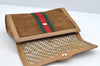 Authentic GUCCI Web Sherry Line Clutch Hand Bag Purse Suede Leather Brown 5347I