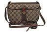 Authentic GUCCI Web Sherry Line Shoulder Bag GG PVC Leather Brown Junk 5350J