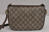 Authentic GUCCI Web Sherry Line Shoulder Bag GG PVC Leather Brown Junk 5350J