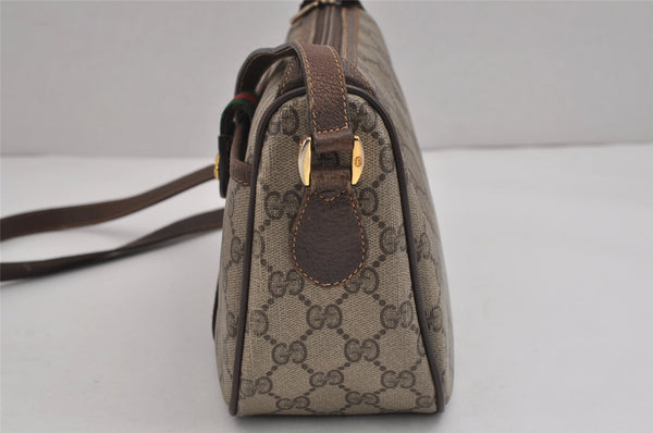 Authentic GUCCI Web Sherry Line Shoulder Bag GG PVC Leather Brown Junk 5350J