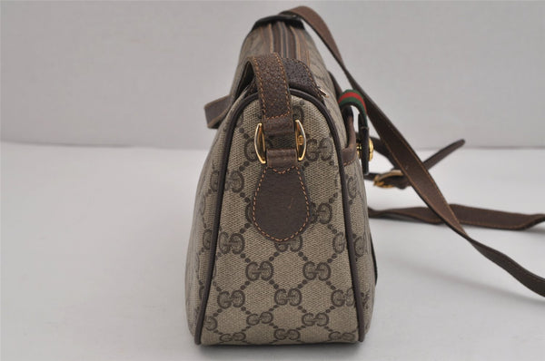 Authentic GUCCI Web Sherry Line Shoulder Bag GG PVC Leather Brown Junk 5350J
