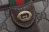 Authentic GUCCI Web Sherry Line Shoulder Bag GG PVC Leather Brown Junk 5350J