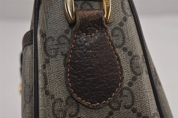 Authentic GUCCI Web Sherry Line Shoulder Bag GG PVC Leather Brown Junk 5350J