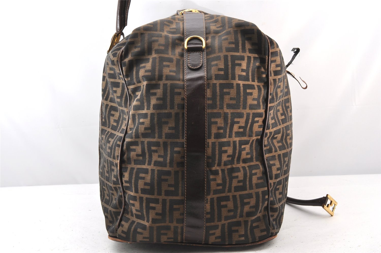 Authentic FENDI Zucca 2Way Travel Boston Bag Canvas Leather Brown Junk 5352K