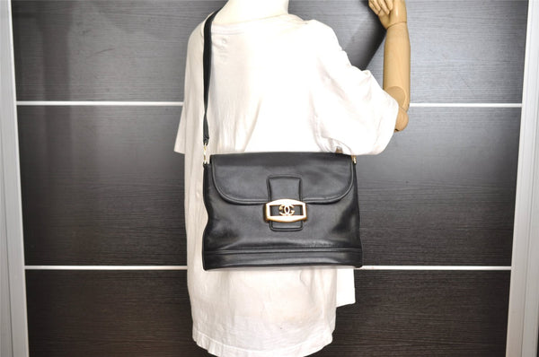 Authentic GUCCI Vintage Shoulder Bag Purse Leather Black 5353I