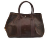 Authentic HERMES Garden Party MM Shoulder Tote Bag PVC Leather Brown Junk 5353J