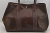 Authentic HERMES Garden Party MM Shoulder Tote Bag PVC Leather Brown Junk 5353J