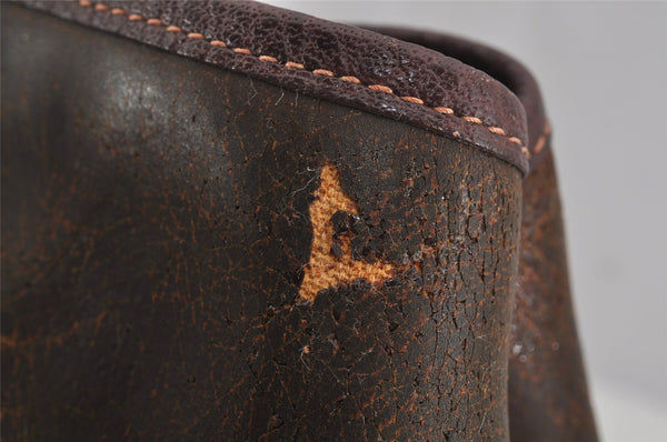 Authentic HERMES Garden Party MM Shoulder Tote Bag PVC Leather Brown Junk 5353J