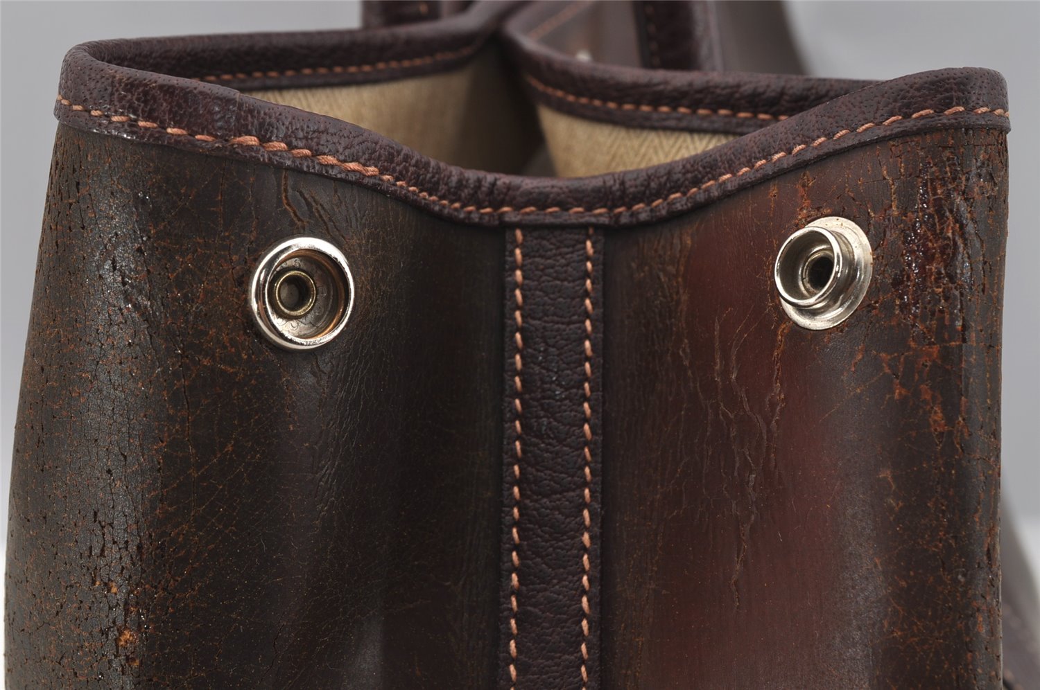 Authentic HERMES Garden Party MM Shoulder Tote Bag PVC Leather Brown Junk 5353J