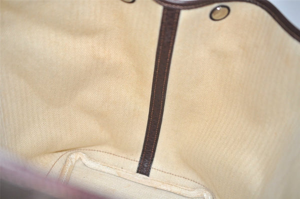 Authentic HERMES Garden Party MM Shoulder Tote Bag PVC Leather Brown Junk 5353J