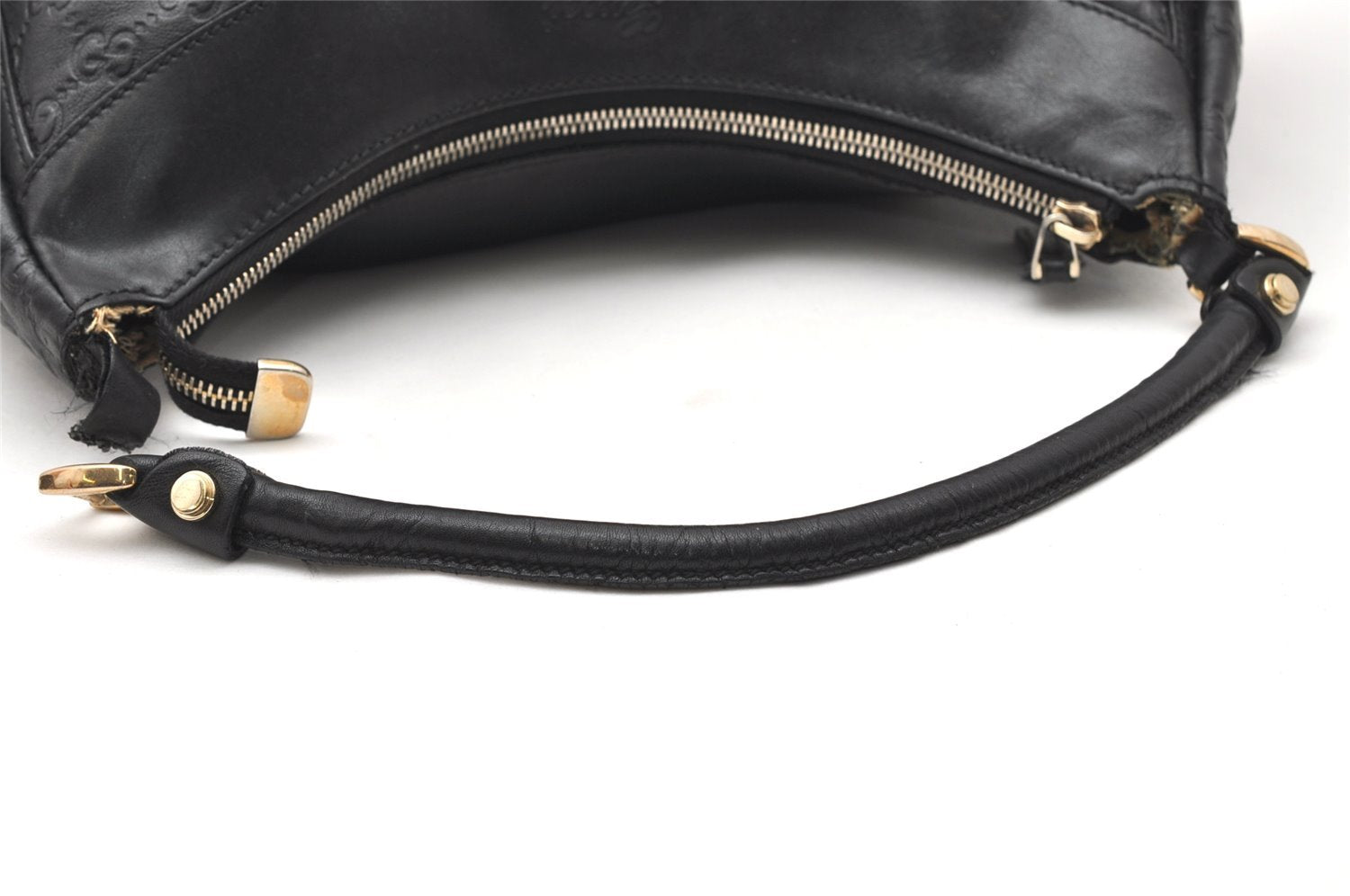 Auth GUCCI Guccissima Abbey Shoulder Hand Bag GG Leather 189833 Black Junk 5354K