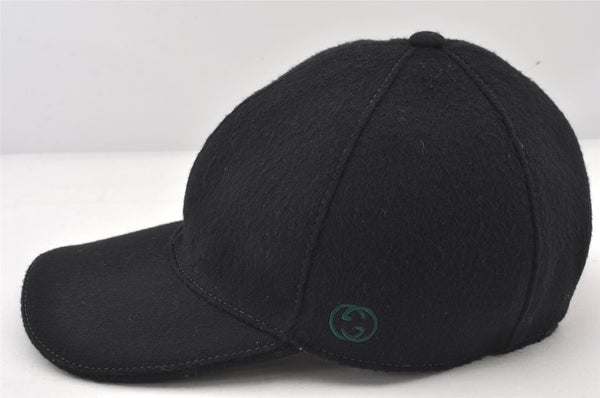 Authentic GUCCI Vintage Web Sherry Line Cap Wool Size L Black 5355K