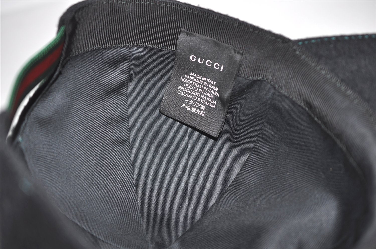 Authentic GUCCI Vintage Web Sherry Line Cap Wool Size L Black 5355K