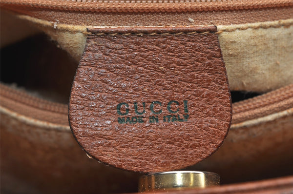Authentic GUCCI Vintage Bamboo Shoulder Tote Bag Leather Brown Junk 5357I