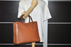Authentic GUCCI Vintage Bamboo Shoulder Tote Bag Leather Brown Junk 5357I
