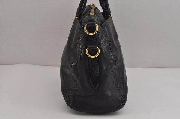 Authentic PRADA Vintage Leather Nappa 2Way Shoulder Tote Bag Black 5357J