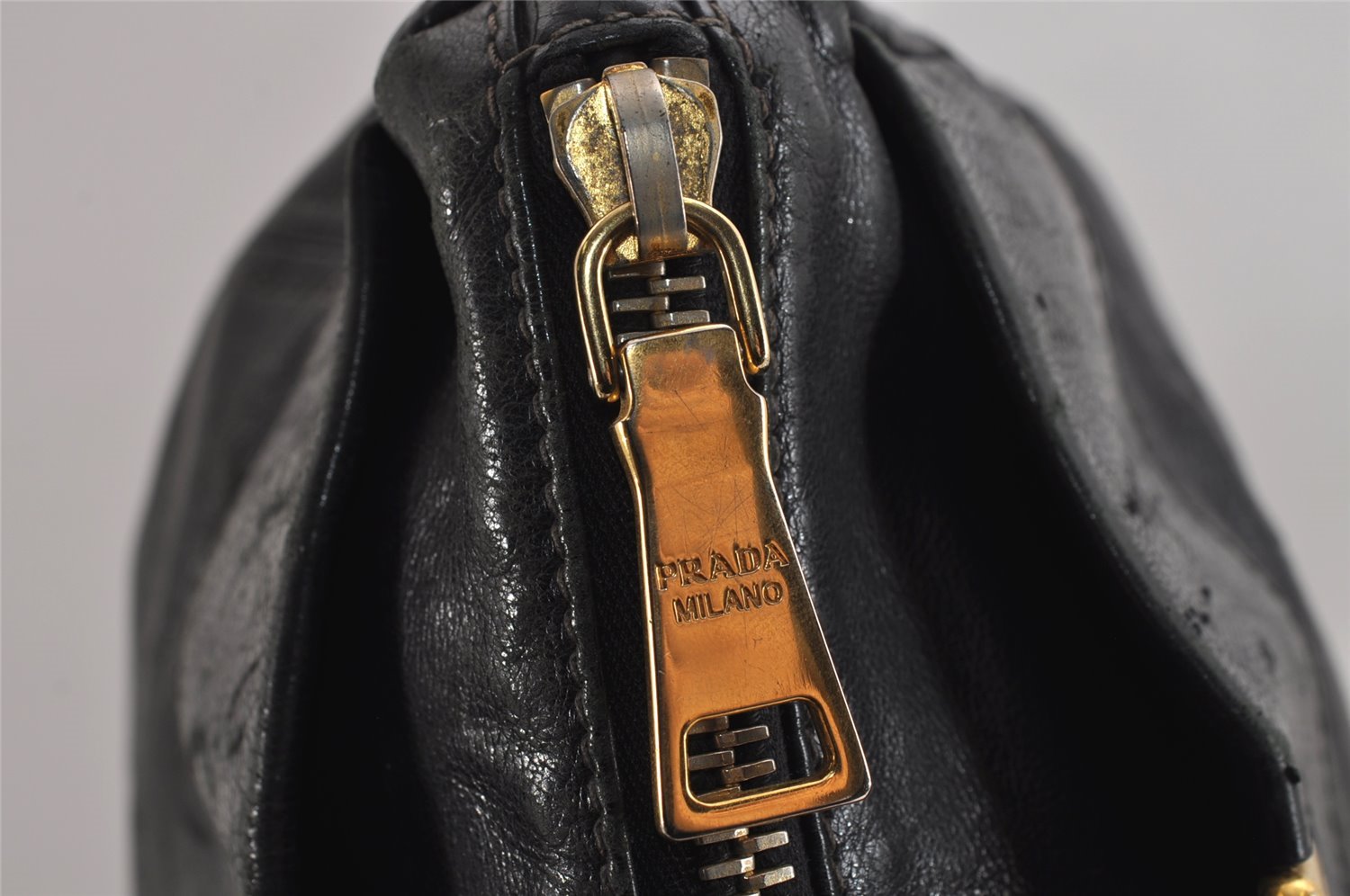 Authentic PRADA Vintage Leather Nappa 2Way Shoulder Tote Bag Black 5357J