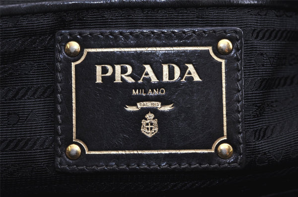 Authentic PRADA Vintage Leather Nappa 2Way Shoulder Tote Bag Black 5357J