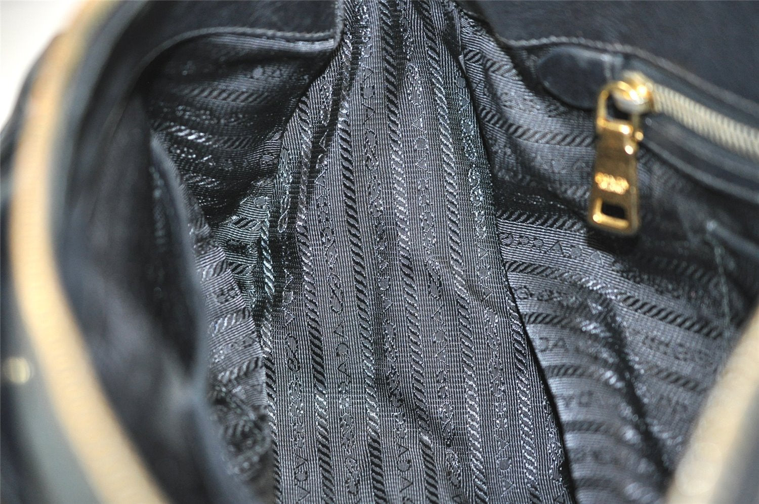 Authentic PRADA Vintage Leather Nappa 2Way Shoulder Tote Bag Black 5357J