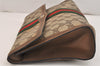 Authentic GUCCI Web Sherry Line Clutch Hand Bag GG PVC Leather Brown Junk 5358K