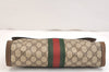 Authentic GUCCI Web Sherry Line Clutch Hand Bag GG PVC Leather Brown Junk 5358K