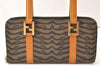 Authentic FENDI Zebra Pattern Hand Long Wallet Purse Canvas Leather Brown 5359K