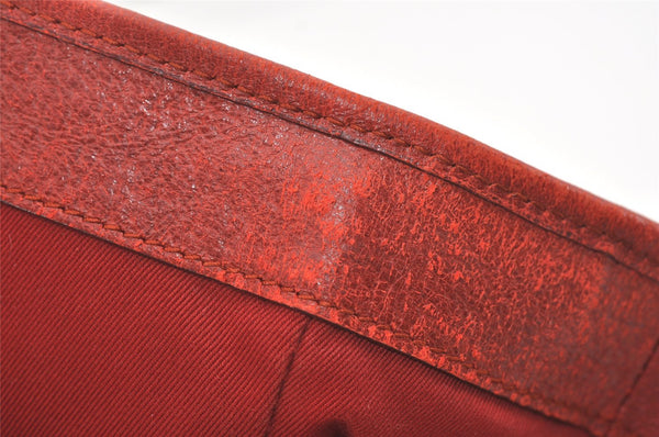 Authentic GUCCI Vintage Shoulder Tote Bag GG Canvas Leather 113017 Red 5360I