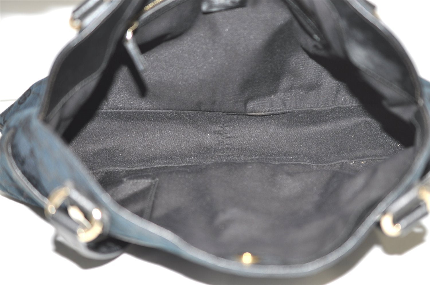 Authentic GUCCI Charmy Shoulder Tote Bag GG Canvas Leather 163288 Black 5361I