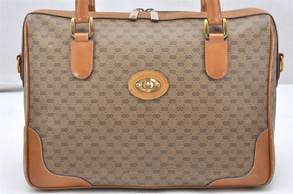 Authentic GUCCI Vintage Micro GG PVC Leather 2Way Shoulder Hand Bag Brown 5362K