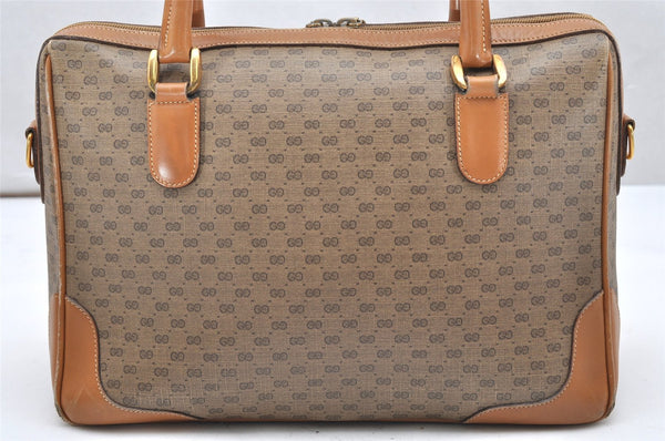 Authentic GUCCI Vintage Micro GG PVC Leather 2Way Shoulder Hand Bag Brown 5362K
