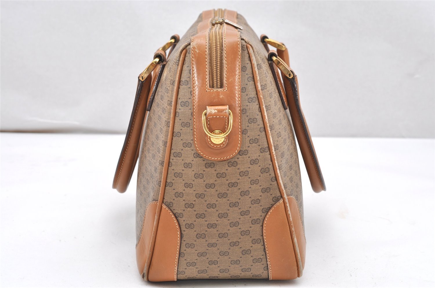Authentic GUCCI Vintage Micro GG PVC Leather 2Way Shoulder Hand Bag Brown 5362K