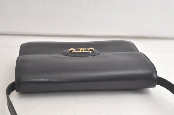 Authentic CELINE Vintage Shoulder Cross Body Bag Purse Leather Black 5363K