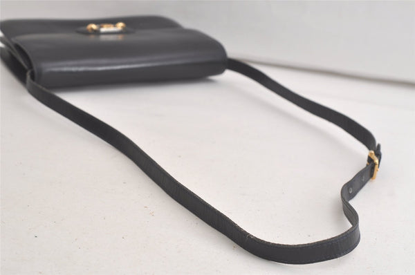 Authentic CELINE Vintage Shoulder Cross Body Bag Purse Leather Black 5363K